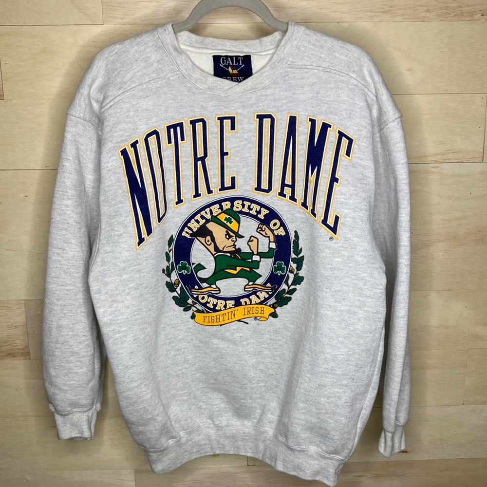 Vintage crewneck sweatshirt Notre Dame fighting Irish university gray 90’s